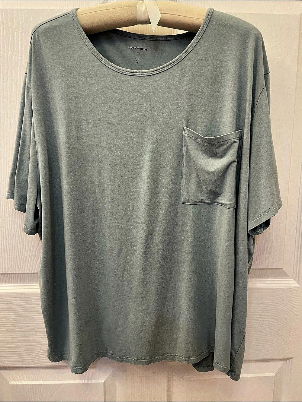Cozy Earth Bamboo Stretch Knit Short Sleeve Pocket Tee 2XL